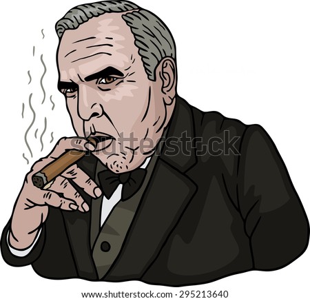 a fat man with a cigar