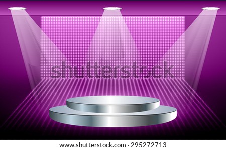 Silver Stage lights. dark purple background. Vector illustration. Light Abstract Technology background computer graphic website internet and business.