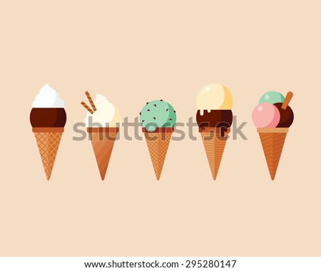 Set of ice cream cones. Royalty-Free Stock Photo #295280147
