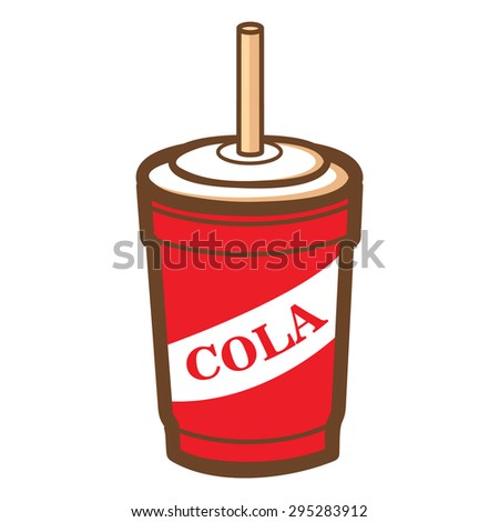 Red Cola Cup Icon  Vector Illustration on White Background