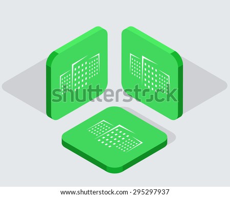 Vector modern 3 isometric real estate app icons with shadows on gray background