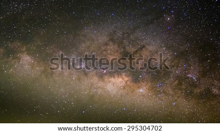 the milky way galaxy's center, Long exposure photograph with grain and motion.