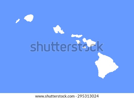 Hawaii vector map high detailed silhouette illustration isolated on blue background.