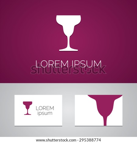wineglass logo template icon design elements with business card
