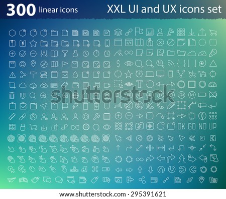 Vector linear UI UX icons for web design and application Royalty-Free Stock Photo #295391621
