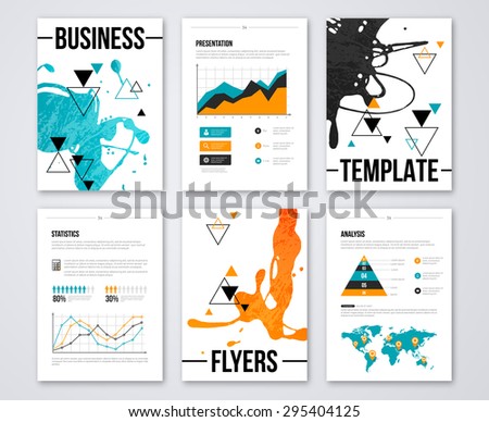 Business brochures and infographic elements. Illustrations of modern info graphics. Paint Splash Cover Design