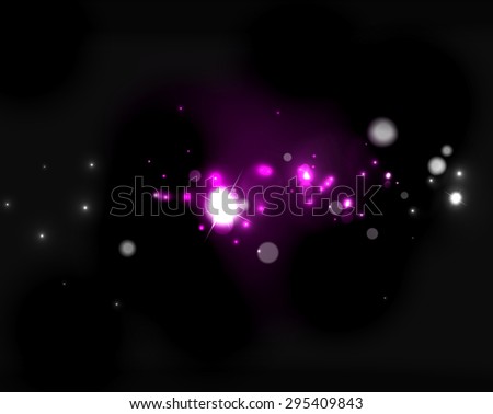 Glowing shiny bubbles and stars in dark space.  illustration. Abstract background