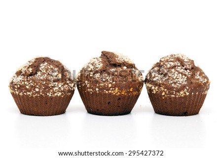 Chocolate muffins  isolated on a white background