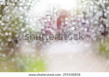 Bokeh , abstract photo of water drop on window after rain , image is blurred and filtered . 
