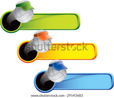 flying volleyball with visor on colored banner