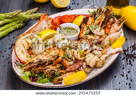 Seafood platter Royalty-Free Stock Photo #295473359