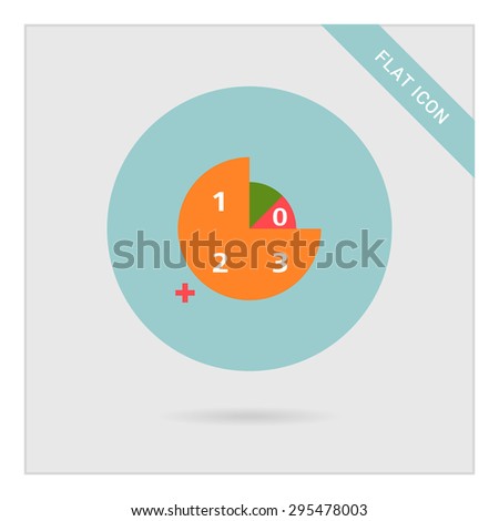 Icon of circular diagram with numbers, color segments and plus sign 