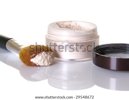 Face powder with makeup brush