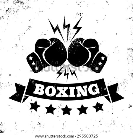 Vintage logo for a boxing on grunge background Royalty-Free Stock Photo #295500725