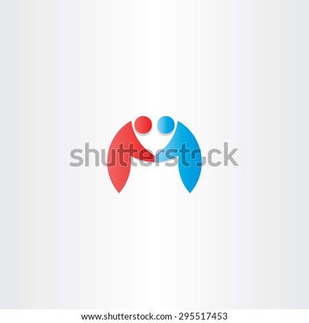 people handshake icon letter m logotype