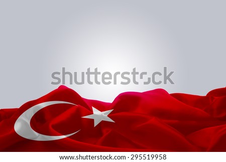 waving abstract fabric Turkey flag on Gray background