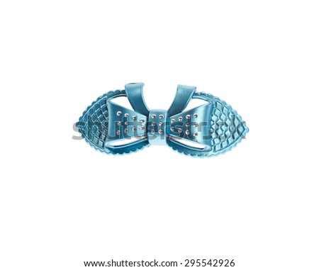 Blue hairpin isolated on white background.