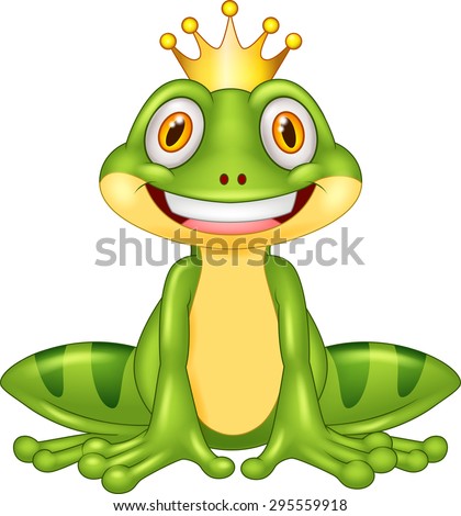 Happy cartoon king frog