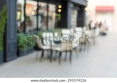 blur image of Tables and decoration Cafe restaurant outdoor