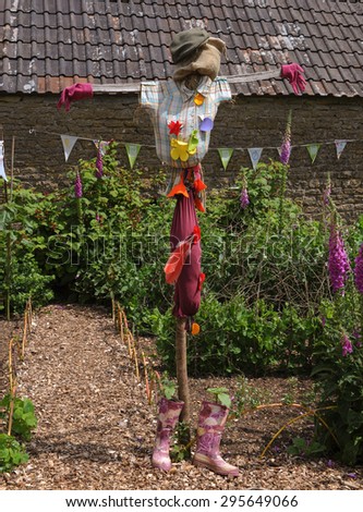 Scarecrow on an Allotment in Somerset, England, UK