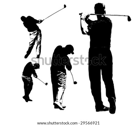 collection of golfers silhouettes