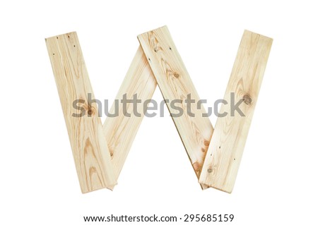W letter of wooden alphabet isolated on white background