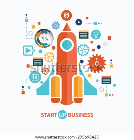 Start up business concept design on white background,clean vector