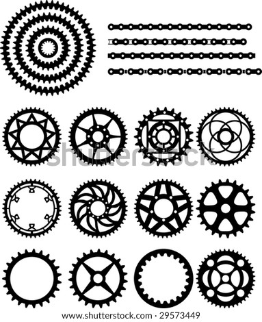 Vector illustration of bicycle gears and chain