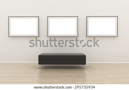 White wall room interior. Nobody empty frame gallery.