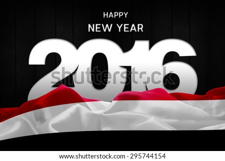 Happy New Year 2016 typography and Yemen waving Flag
