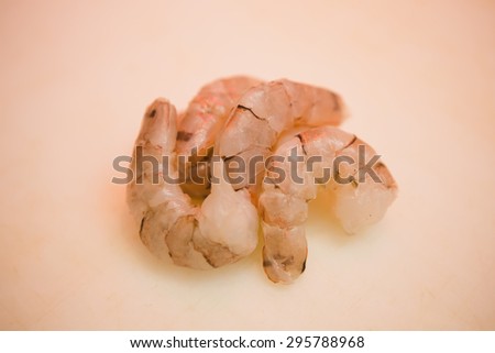 Raw shrimps prepare for cook. Shallow dof