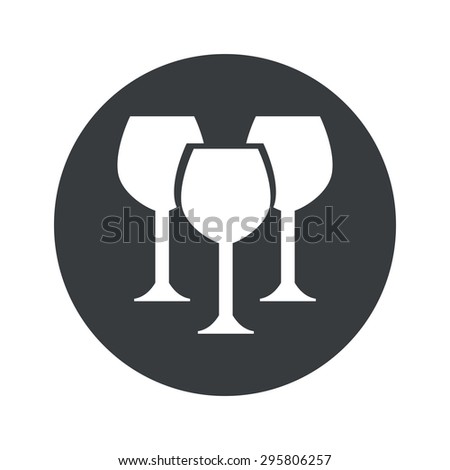 Image of three wine glasses in black circle, isolated on white
