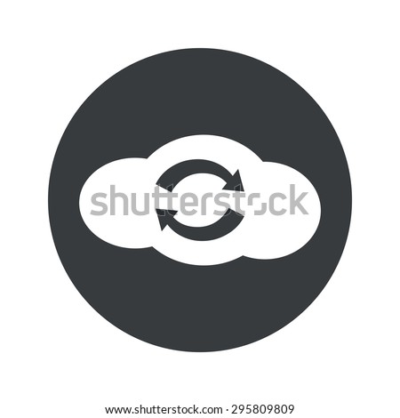 Image of cloud with exchange symbol in black circle, isolated on white