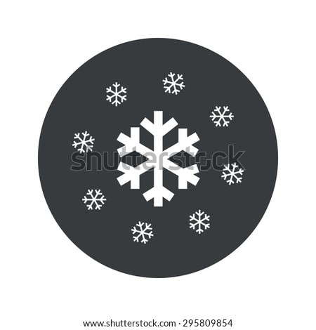Image of snowflakes in black circle, isolated on white