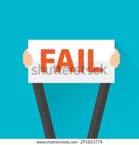 Businessman holding fail sign, vector