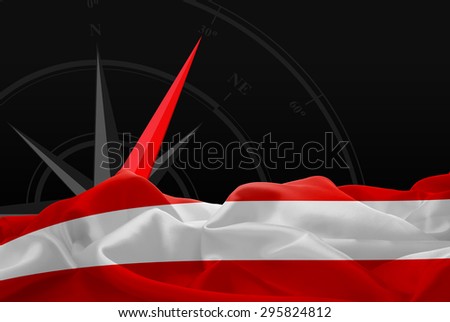Austria High Resolution flag and Navigation compass in background