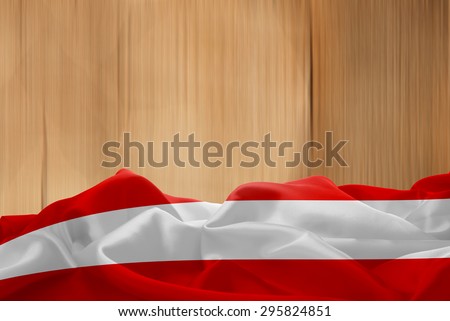 Austria flag and wood background