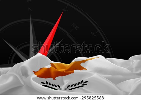 Cyprus High Resolution flag and Navigation compass in background