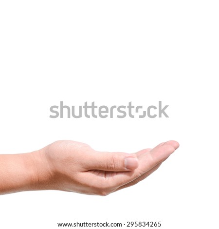 empty man hand holding isolated on white