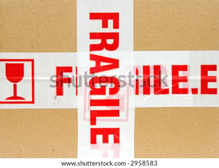 Paper box with fragile sign