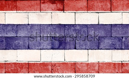 Thailand flag painted on brick wall texture