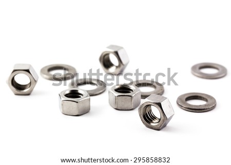 Stainless bolts and nuts isolated