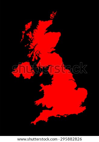 Vector map of United Kingdom. Great Britain vector map isolated on black background.