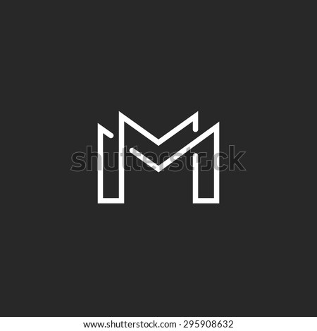 Letter M logo or MM initials two modern monogram symbol, mockup black and white business card emblem. Royalty-Free Stock Photo #295908632