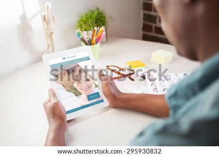 Photo editor using tablet pc against dating website