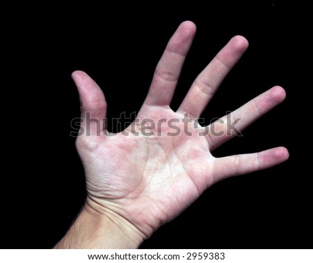 Open Palm Of A Hand On A Black Background