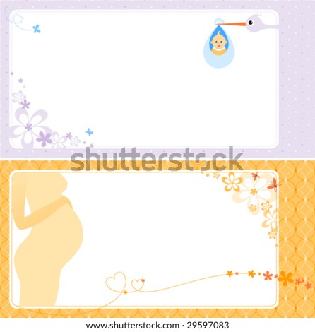 Newborn design with copy space. Background texture is a seamless pattern.
