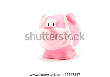 Pig flu with mouth cap isolated on white background