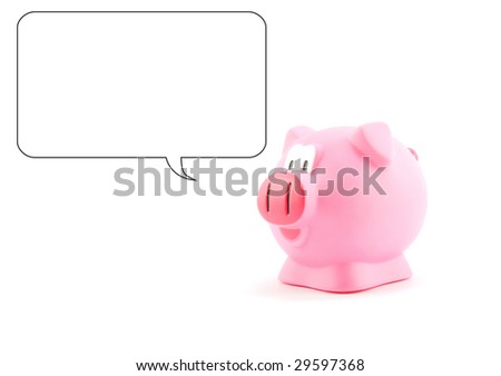 Pig flu with text balloon isolated on white background