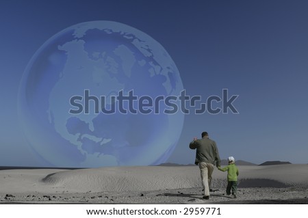 Earthrise: A stroll at dawn on the moon Royalty-Free Stock Photo #2959771